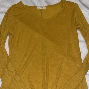 yellow long sleeve tee with tie